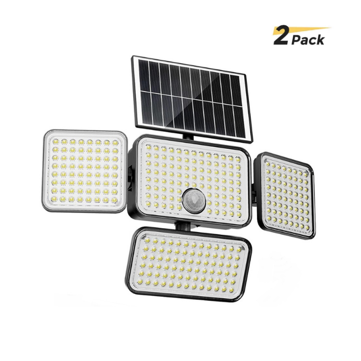 JACKYLED Solar Lights 304 LED Motion Sensor Adjustable Heads