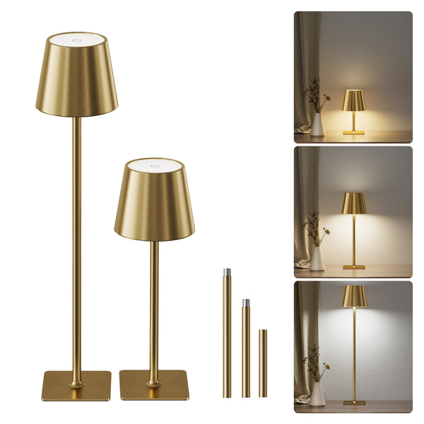 JACKYLED Battery Operated Cordless Lamp, 7 DIY Height, 3 Color Stepless Dimming, 5000mAh Battery Operated Lamps, Portable Indoor/Outdoor LED Desk Lamp for Bedroom/Dinning/Bars