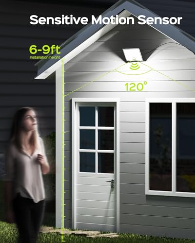 JACKYLED Solar Lights Outdoor Waterproof, Motion Sensor Flood Light 113 LED Bright Cool White Dusk to Dawn Solar Powered Outdoor Lights for Backyard Porch Garden Patio Garage (3 Pack)