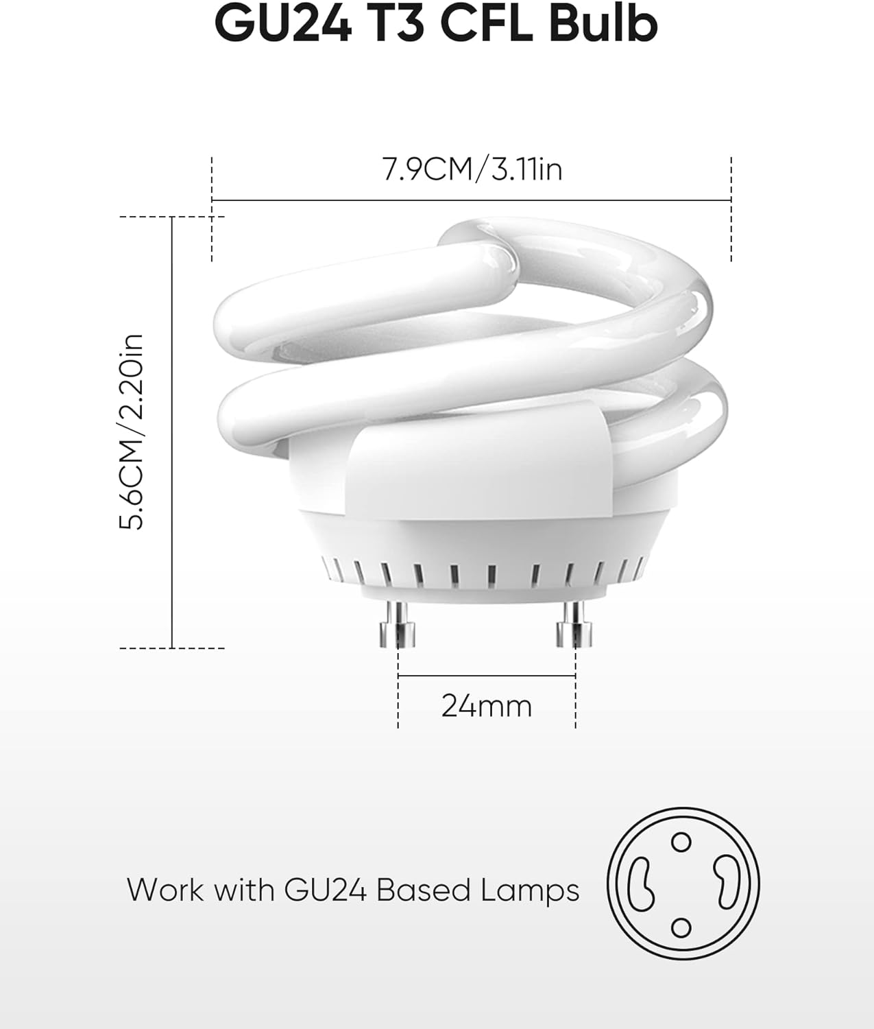 JACKYLED UL-Listed 13W T3 Spiral GU24 CFL Light Bulbs