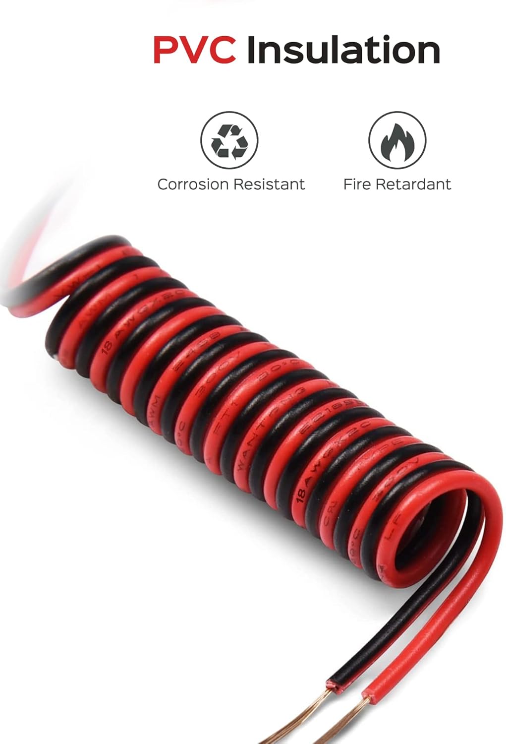 18AWG 2 Wire Electrical Cord Red and Black