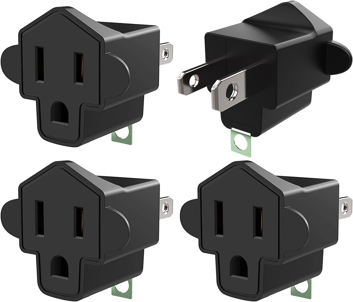 4 Pack 3-2 Prong Adapters Grounding Adapter