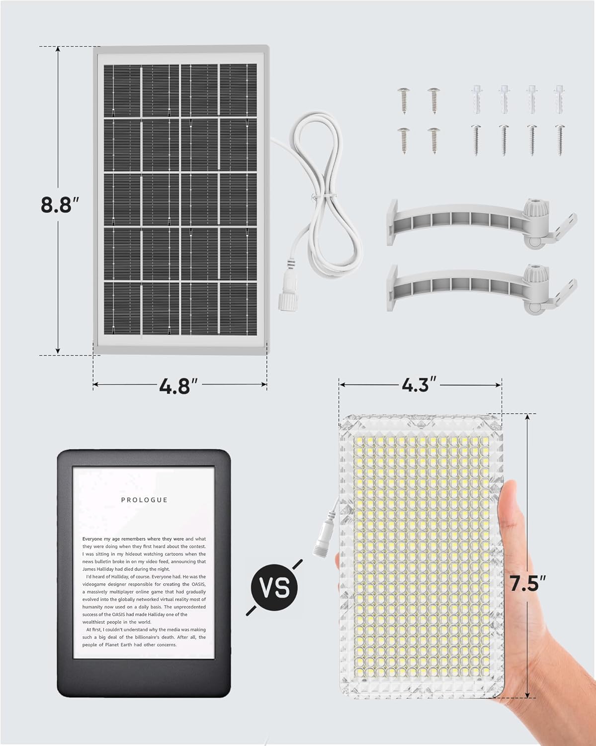 1000 Lumens 299 LED Solar Lights Outdoor Bright