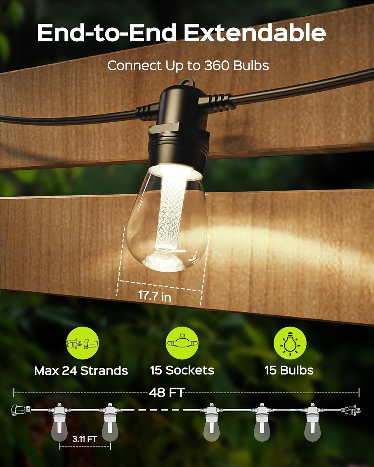 LED Outdoor String Lights Commercial Waterproof (Not Solar)