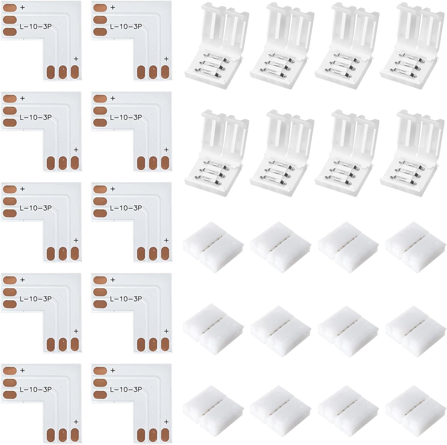 30 Pcs 3-Pin LED Connectors