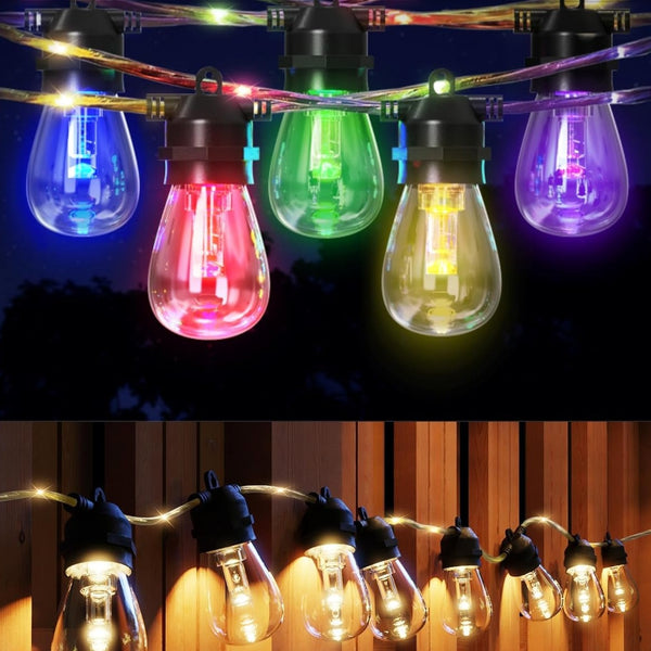 Outdoor String Lights 48FT Not Extendable Warm＆Multi (Not Solar)