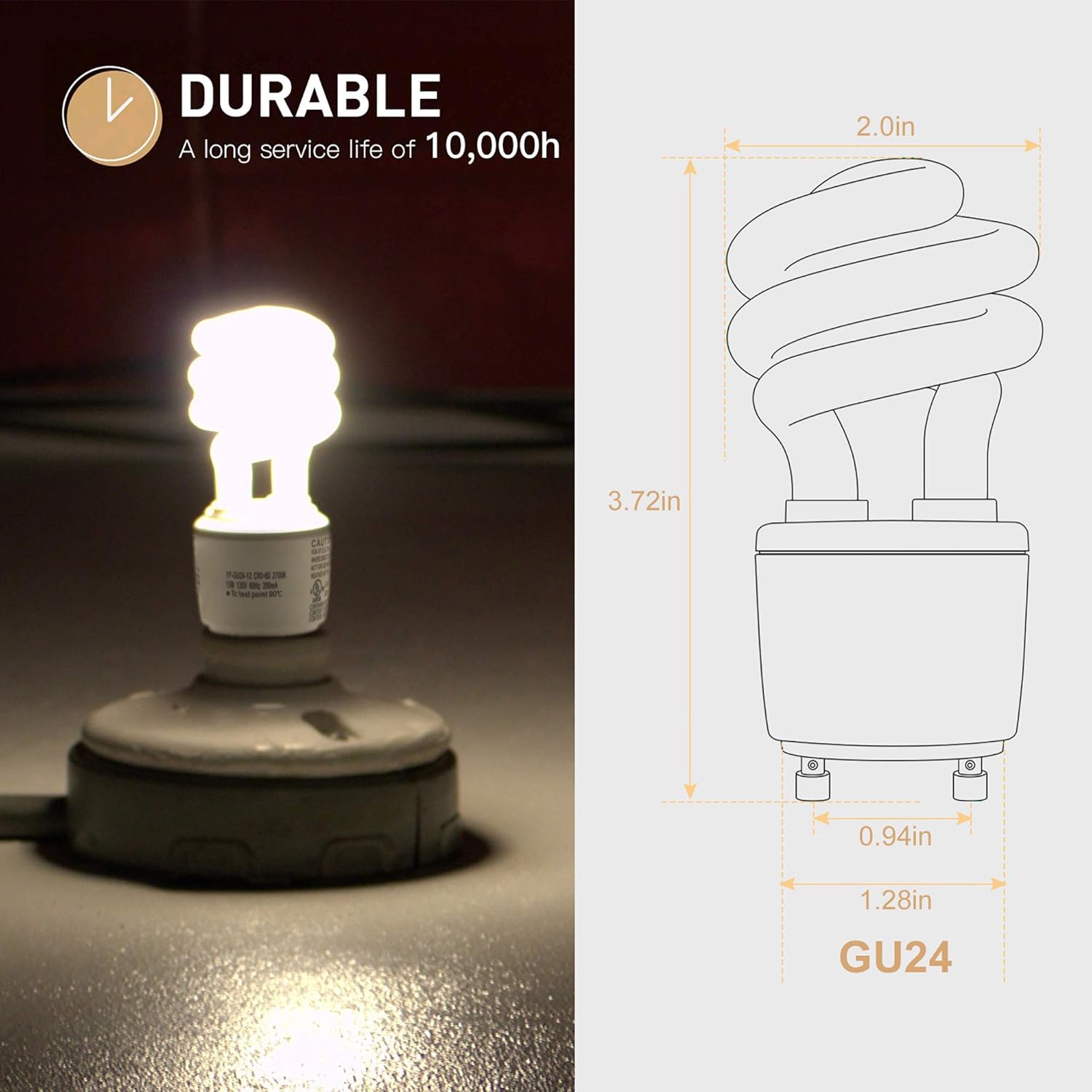 Gu24 CFL Light Bulbs JACKYLED 6-Pack