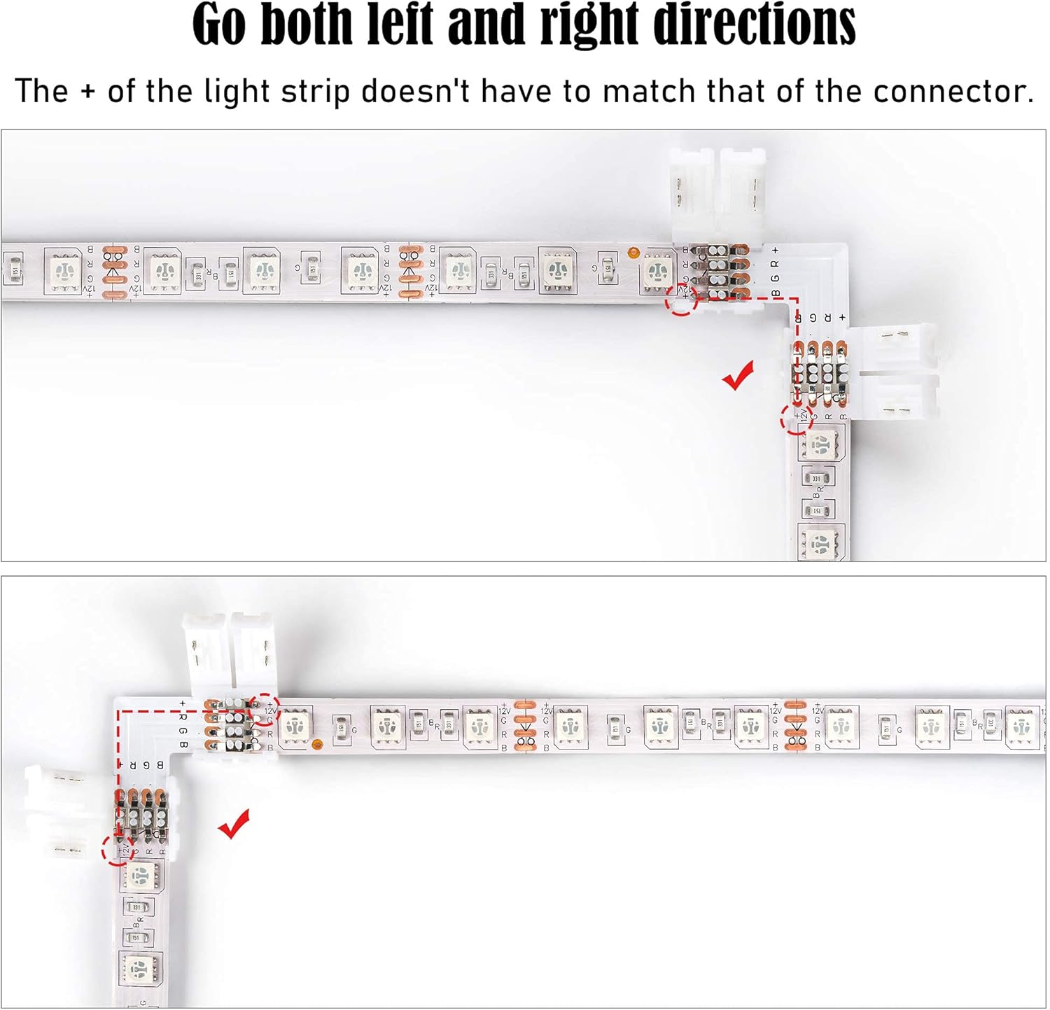 Shape 8mm 4-Pin LED Strip Connectors