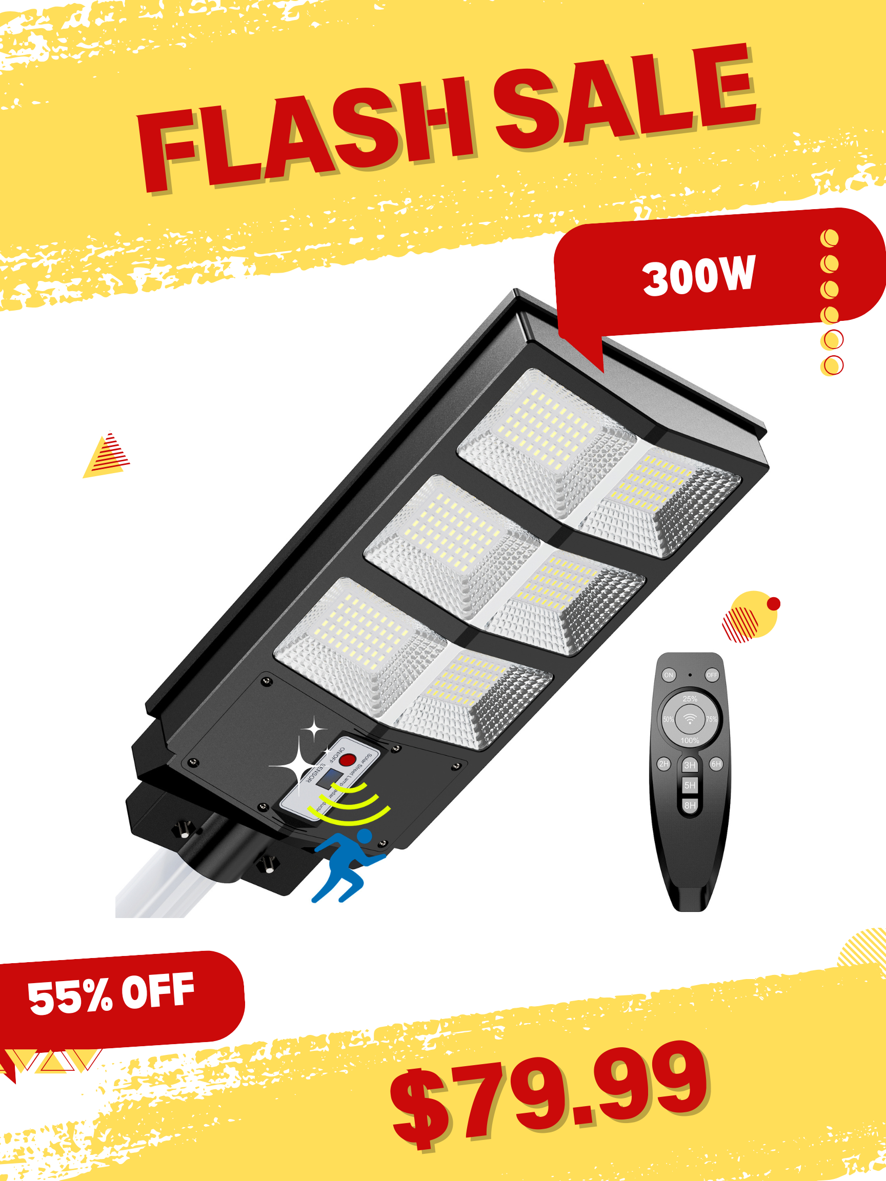 3600000 Lumens Solar Street Light Outdoor Solar Flood Lights with Motion Sensor for Outside Yard Parking Lot Lights,Waterproof LED Lights Dusk Dawn Solar Light outdoor wall yard  lights streetlamp exterior fixture basketball court Safety Garage