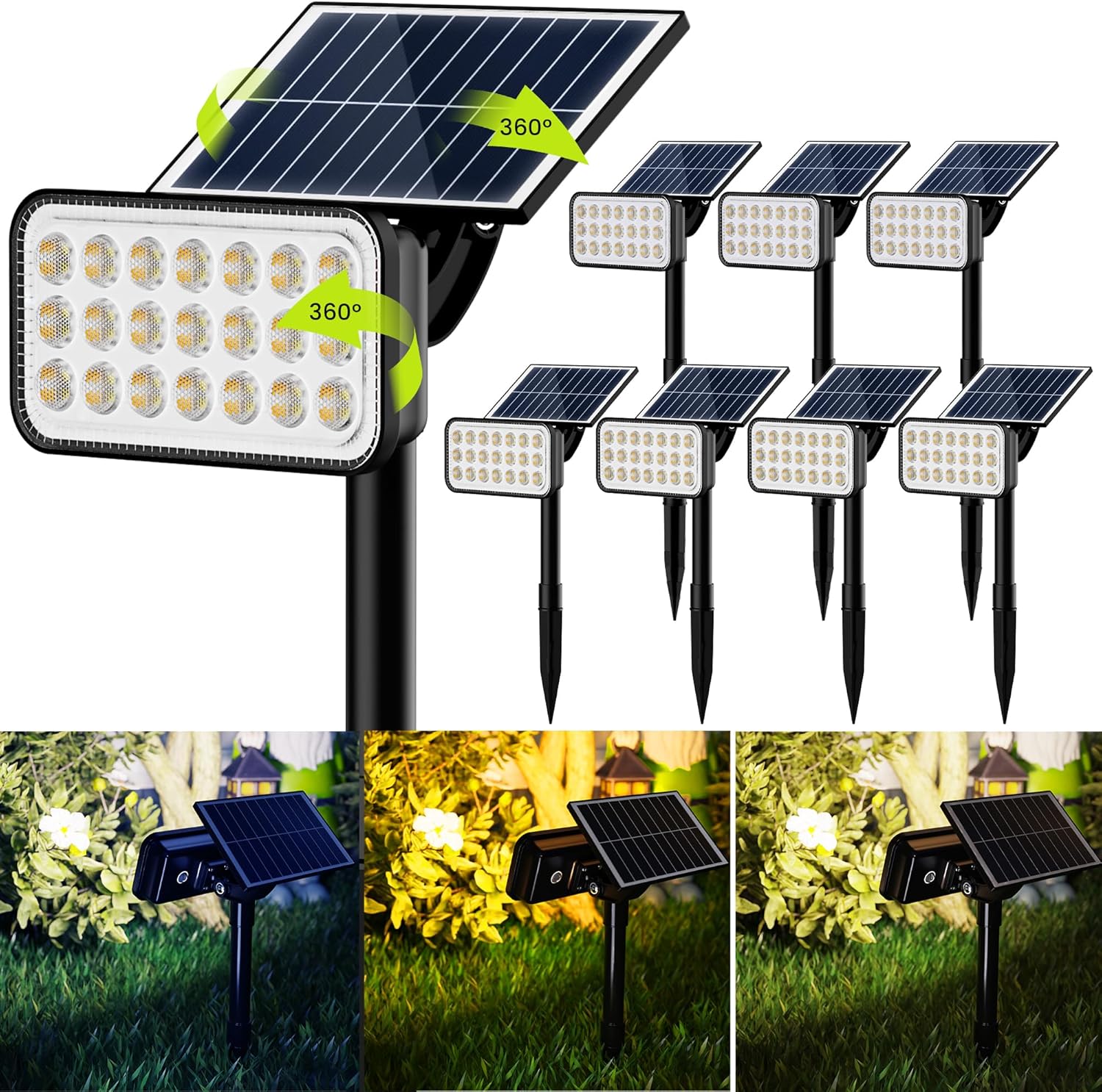 JACKYLED Solar Lights Outdoor Waterproof