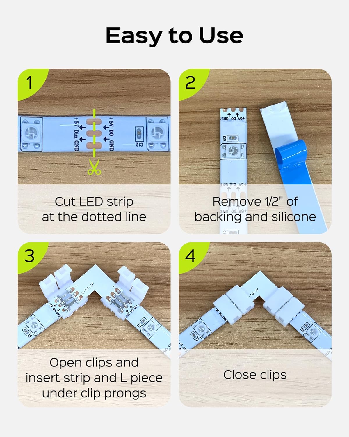 30 Pcs 3-Pin LED Connectors