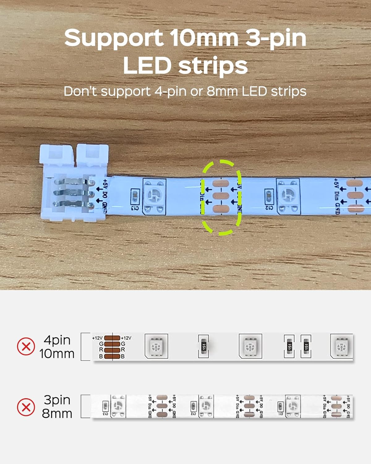 30 Pcs 3-Pin LED Connectors