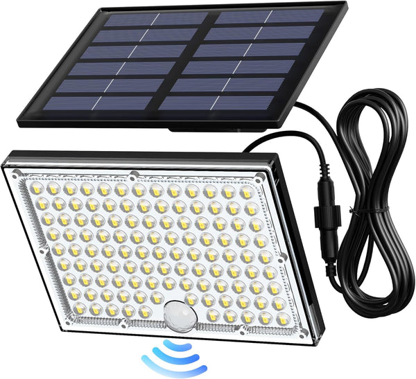 JACKYLED Solar Lights Outdoor Waterproof, Motion Sensor Flood Light 113 LED Bright Cool White Dusk to Dawn Solar Powered Outdoor Lights for Backyard Porch Garden Patio Garage