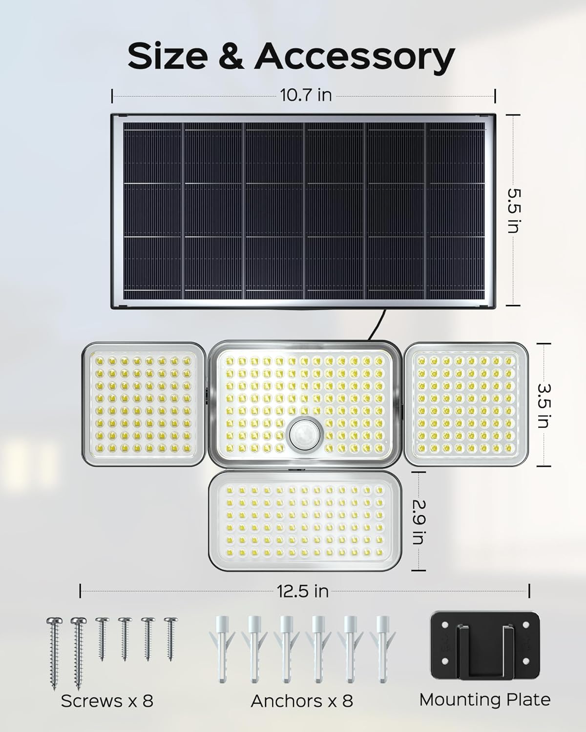 4000mAh Large Battery 2500LM Security Lights with Remote Control