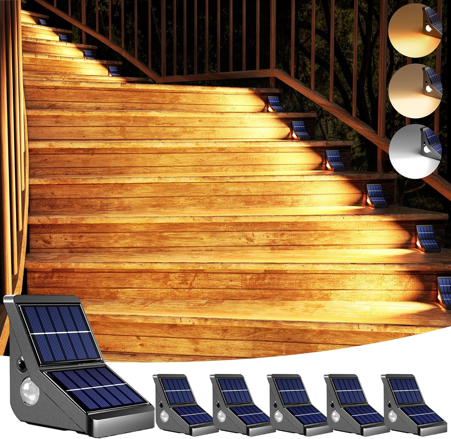 Dual Panels Solar Step Lights Outdoor Waterproof