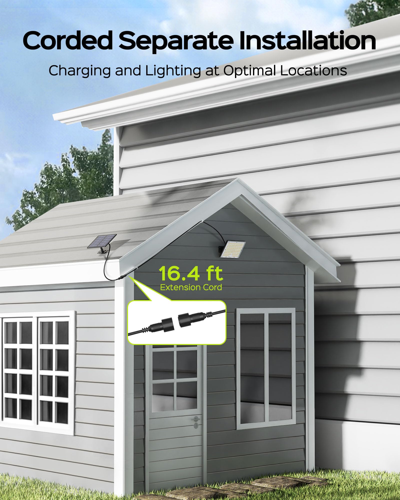 JACKYLED Motion Solar Lights Outdoor, 113 LED Cool White Bright Solar Flood Lights Waterproof, Dusk to Dawn Outdoor Solar Powered Security Lights for Fence Porch Patio Yard Garage