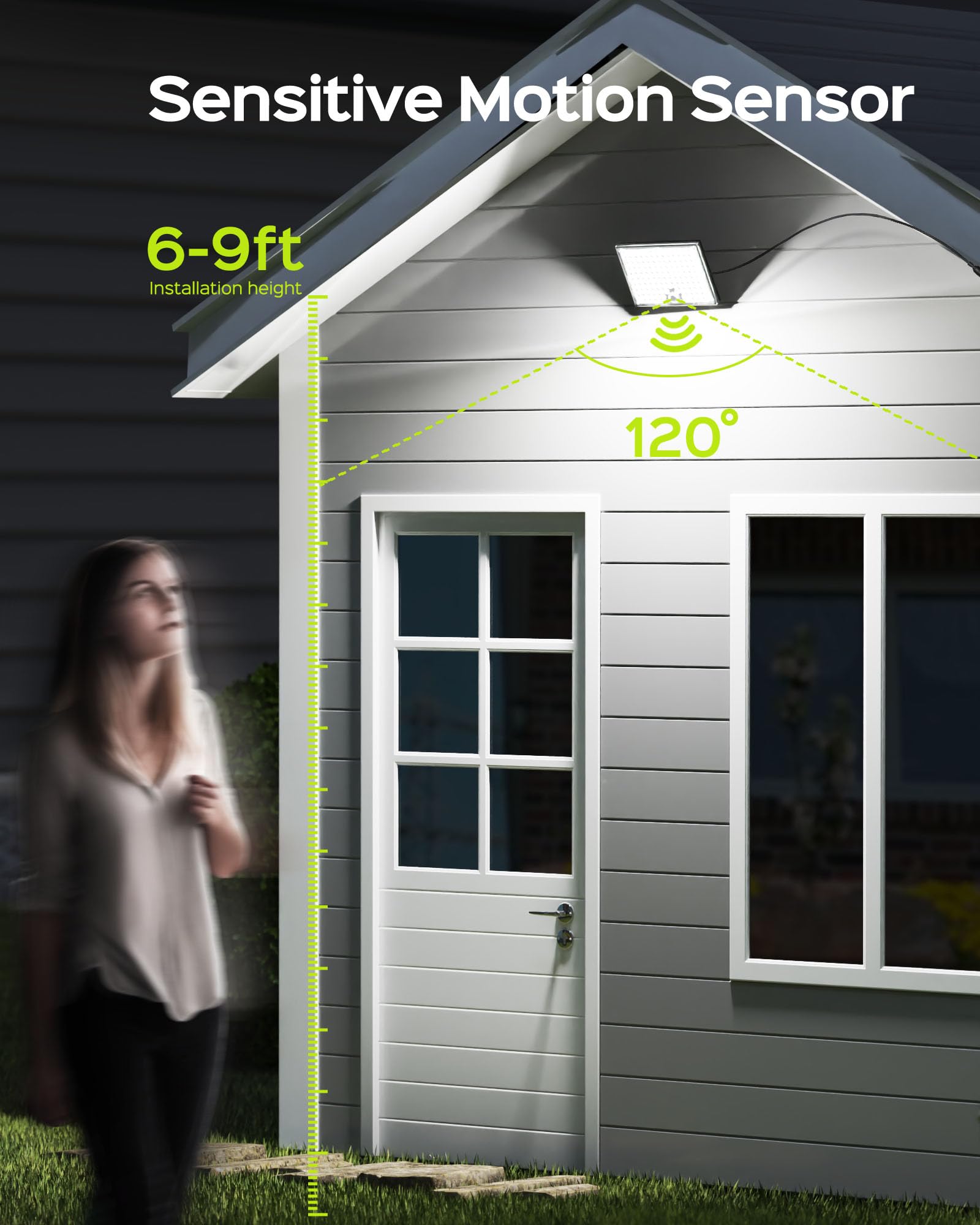 JACKYLED Motion Solar Lights Outdoor, 113 LED Cool White Bright Solar Flood Lights Waterproof, Dusk to Dawn Outdoor Solar Powered Security Lights for Fence Porch Patio Yard Garage
