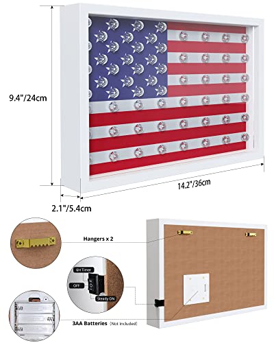 Patriotic Decorations American Flag Framed Light Wall Decor