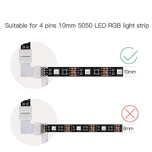 L Shape 4 Pins LED Light Strip Connector  10-Pack  (22Pcs Clips)