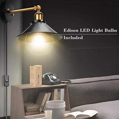 Retro Plug in Wall Sconces with LED Bulb UL Certified Socket