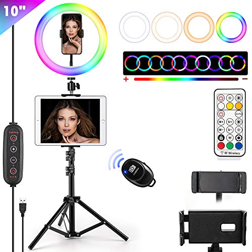 10" RGB Selfie Ring Light with Tripod Stand & Phone Holder