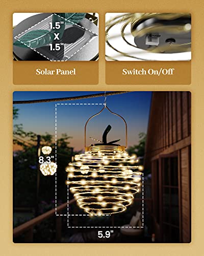 2 Pack Apple-Shaped Outdoor Solar Hanging Lantern