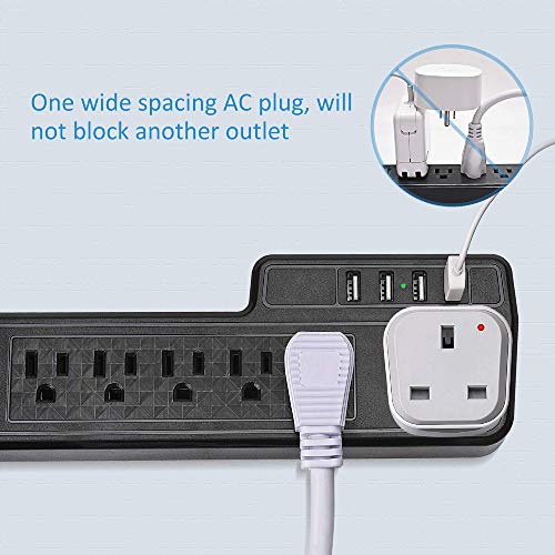 JACKYLED 4 USB Ports 900J Electric Surge Protector Power Strip