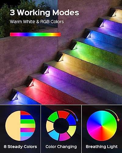 Triangle Solar Step LED Lights Warm & RGB Colors