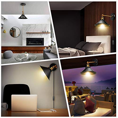 Retro Plug in Wall Sconces with LED Bulb UL Certified Socket