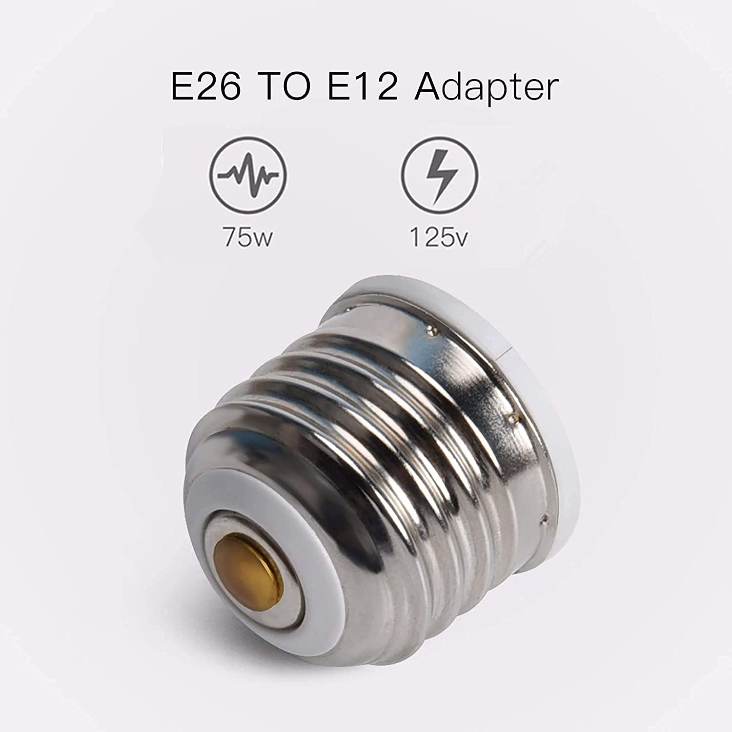 UL-listed E26 to E12 Adapter 75W 250V 6/12 Pack