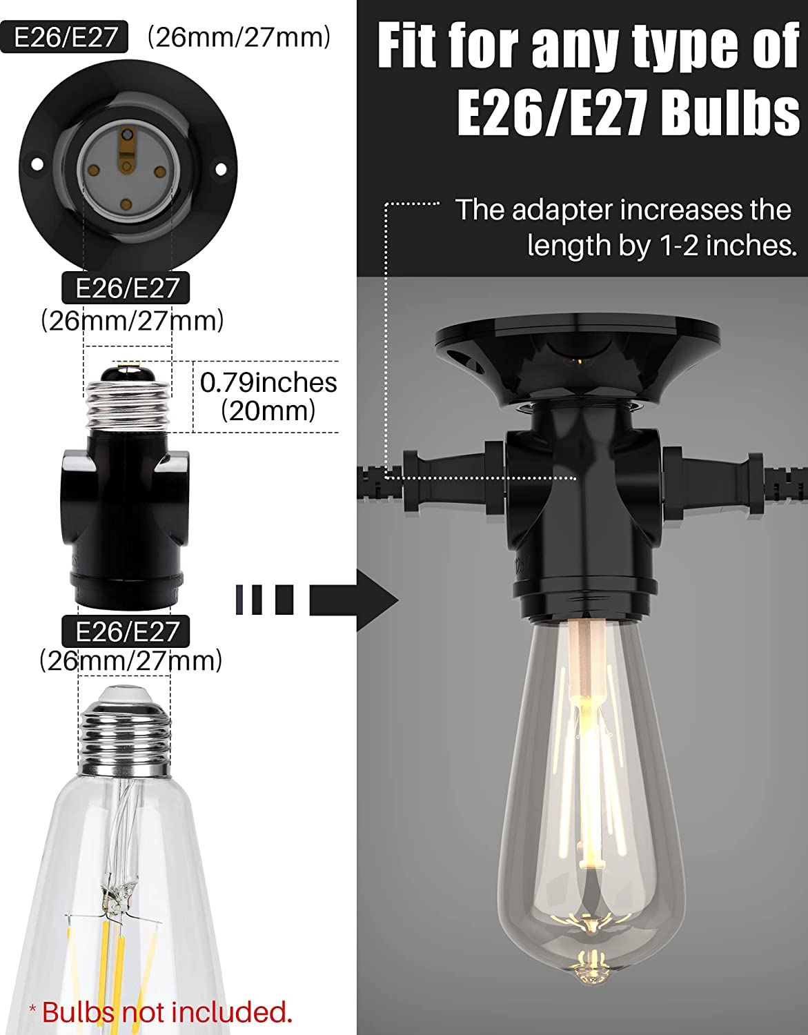 UL-listed 2 Outlet Light Socket Adapter 110V-250V 660W