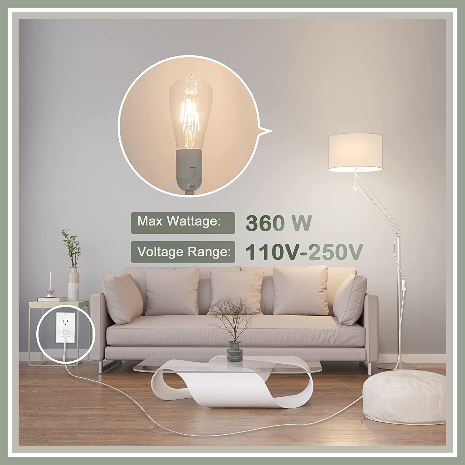 E26 E27 Socket On/Off Switch Extension Hanging Lantern Cord Cable ...