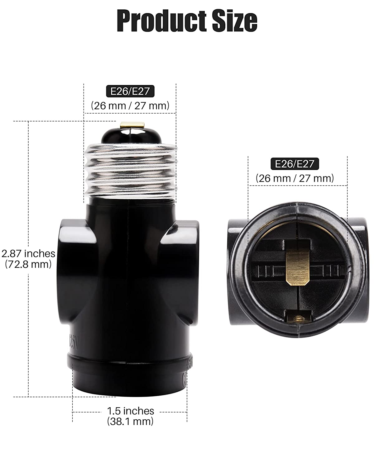 UL-listed 2 Outlet Light Socket Adapter 110V-250V 660W