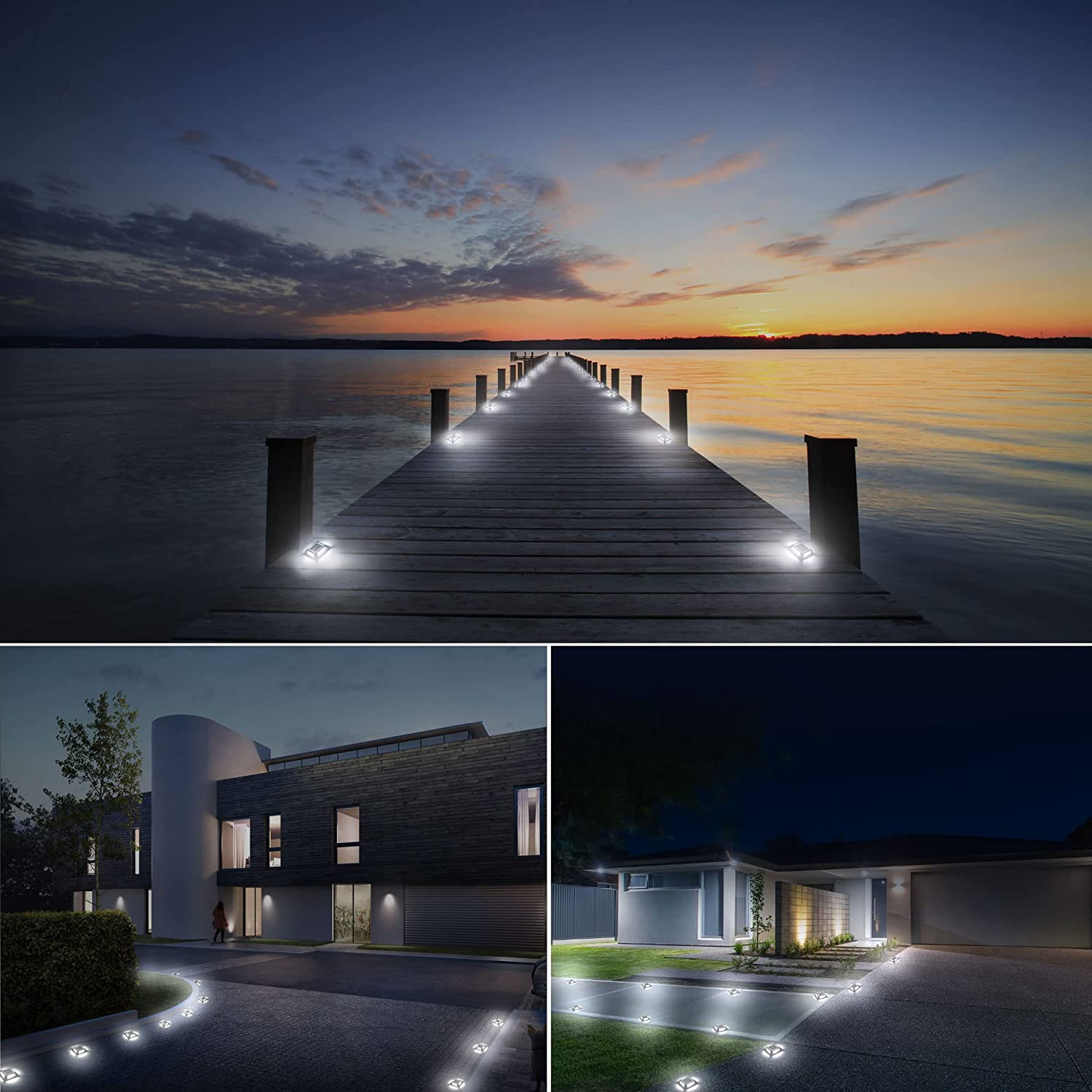 12 LED Solar Dock Lights Outdoor Deck Driveway Lights