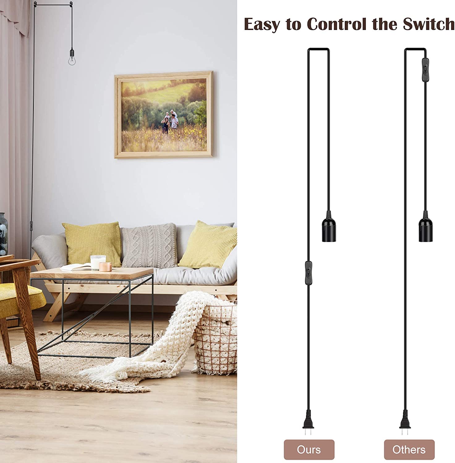UL 360W Extension Hanging Lantern Cord Cable