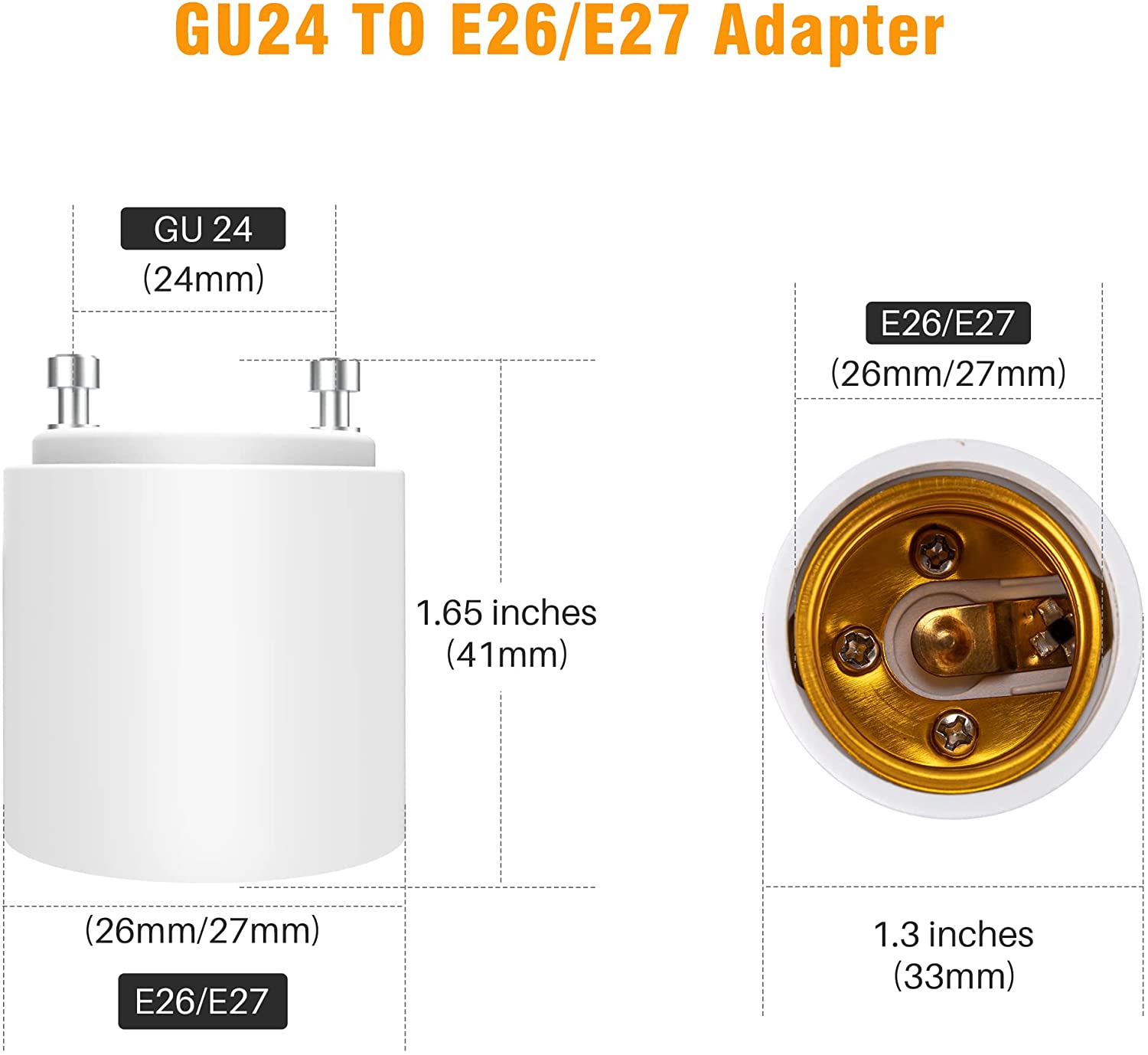 Gu24 Base Adapter GU24 to E26 E27 Adapter – JACKYLED