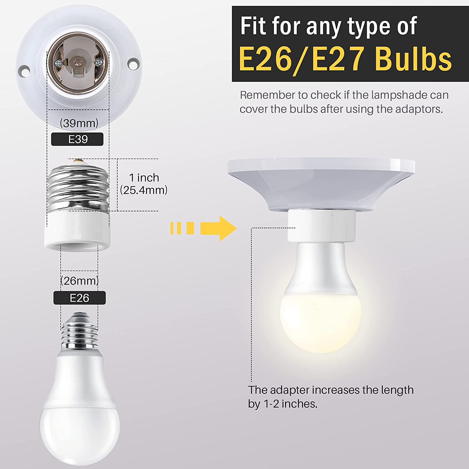 UL-listed E39 to E26 Adapter 250V 660W Light Bulb Adapter