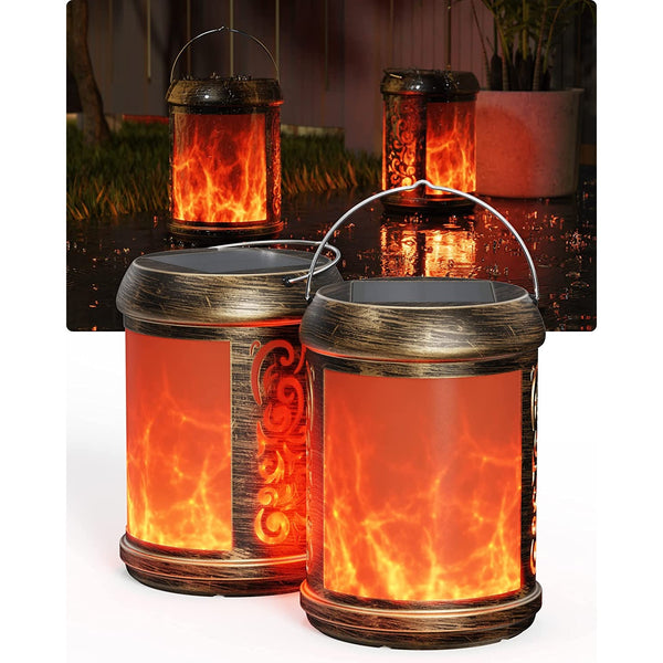 Solar Lanterns Waterproof Flickering Flame Heavy Duty 2-Pack