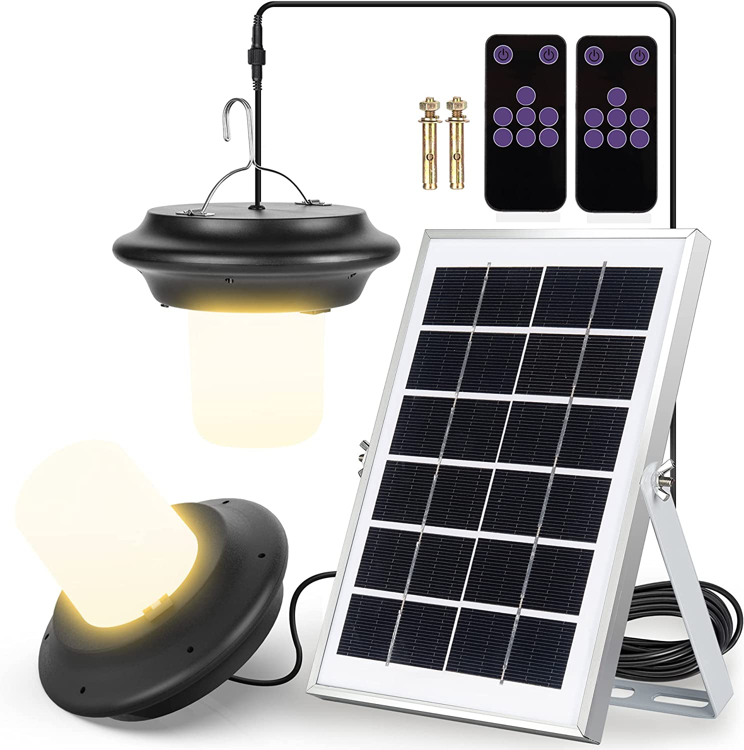 Double Head Solar Pendant Lights with Remote Control