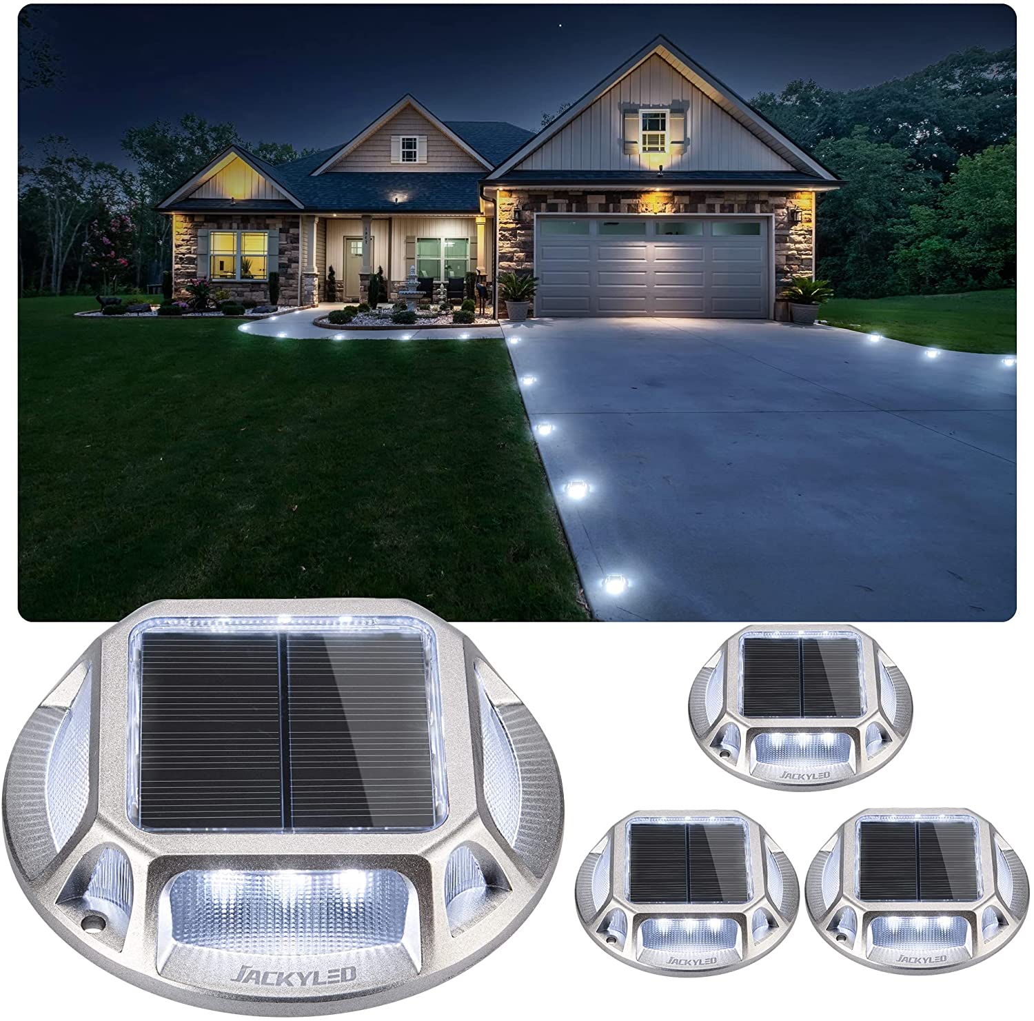 ELLUMIN Solar Deck Lights Driveway Dock Lights 4 Pack, Outdoor LED