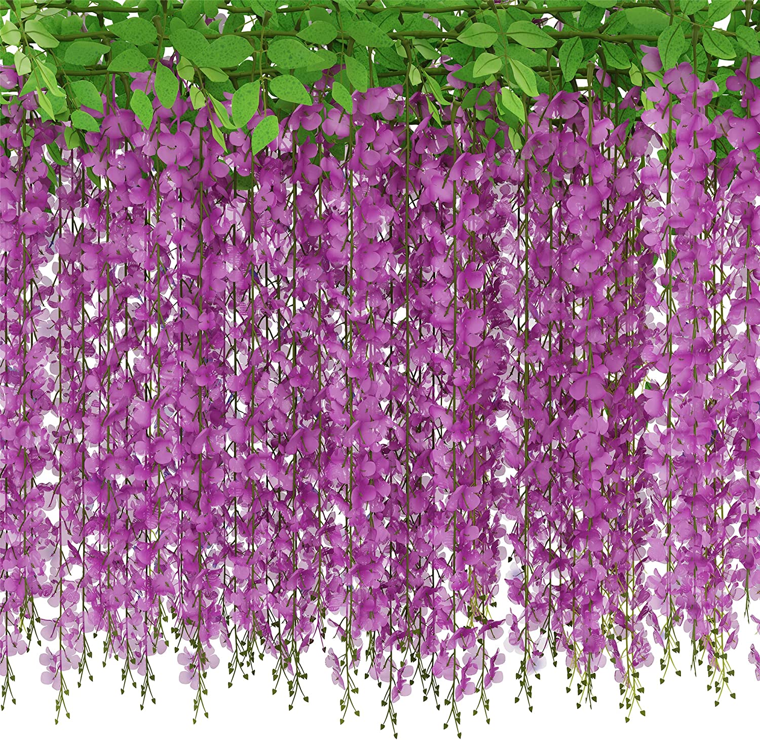 Wisteria Hanging Flowers 4-Pack 6 Feet 40 Branches Artificial