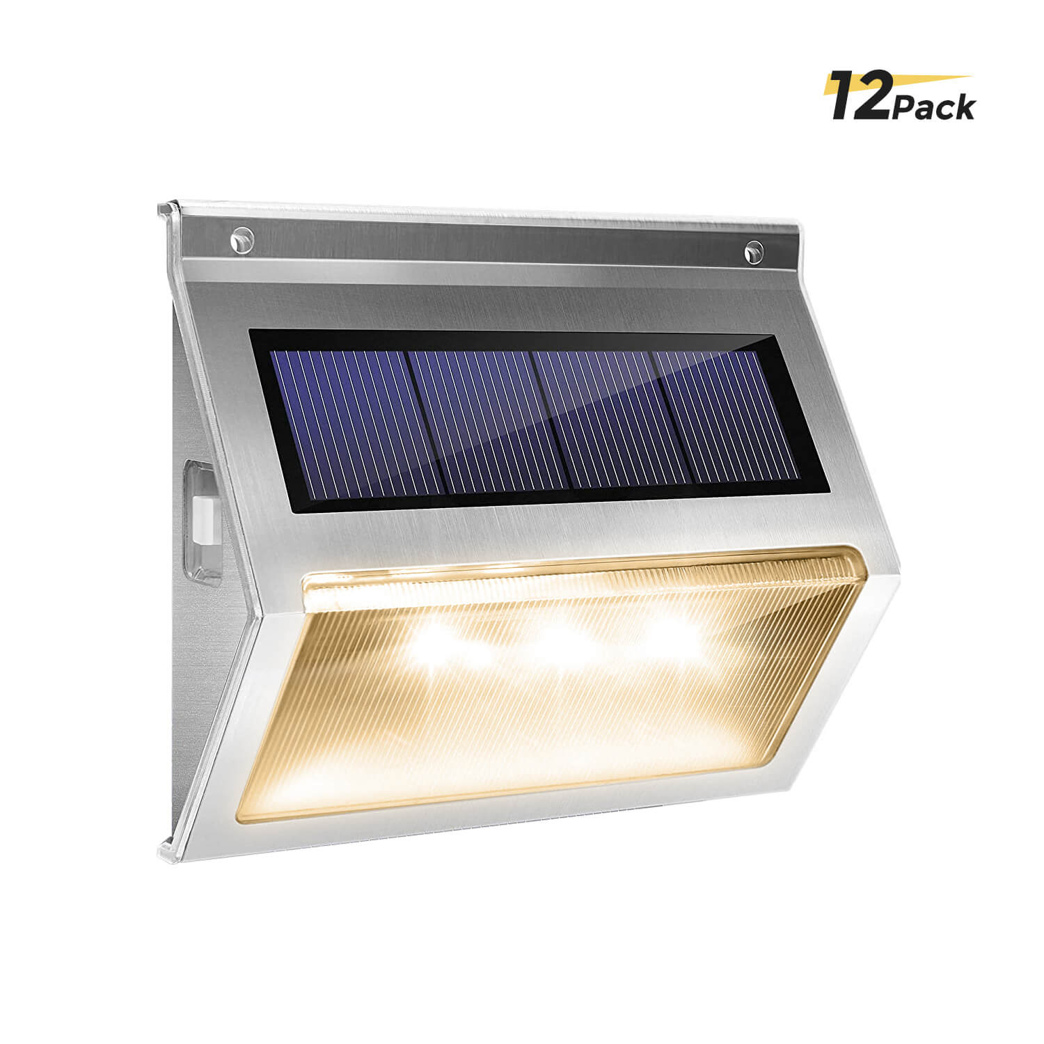 Upgraded 3 LED Waterproof Solar Stair Lights Dusk to Dawn