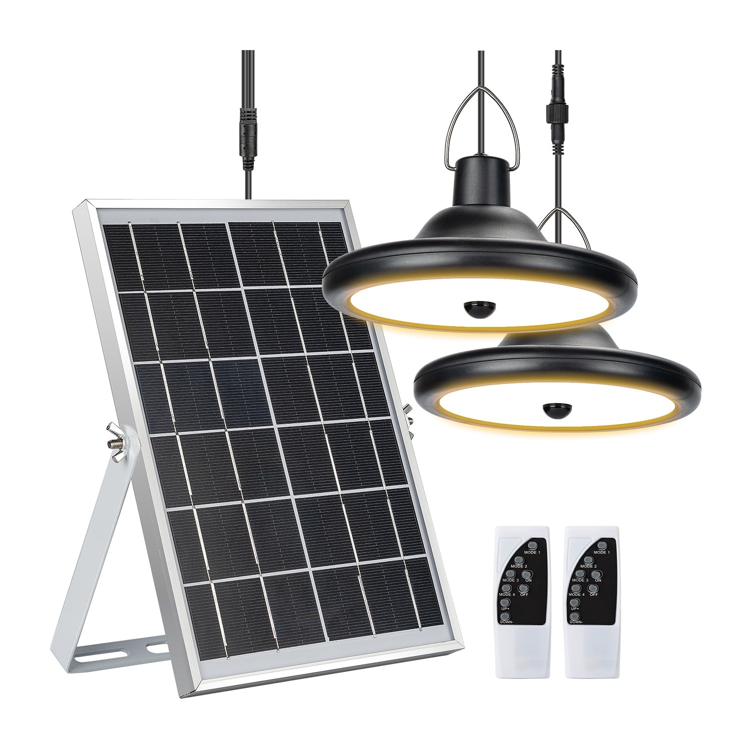 Dual-Head Solar Pendant Lights with 16.4ft Cord Waterproof Lights